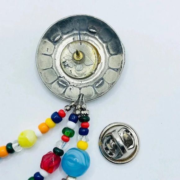 Vintage Beaded Pewter Zuni Sun Sweater Dress Clip signed EGE 89 - Picture 8 of 8